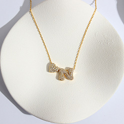 Letter N Ожерелья с подвеской в виде сердца из латуни с микропаве из прозрачного кубического циркония, золотые, Письмо N, 16.14 дюйм (41 см)