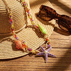 Разноцветный Летние пляжные подвески в виде морских звезд из сплава с эмалью, золотые, красочный, 19.69 дюйм (50 см)
