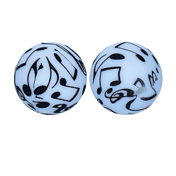 Белый Круглые бусины из пищевого силикона с музыкальной нотой, белые, 15 мм