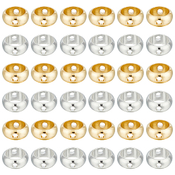 Золотой & Серебряный 100шт 2 цвета латунные бусины рамки, долговечный, круглые кольца, золотой и серебряный, 6x2.5 мм, отверстие : 1 мм, 50 шт / цвет