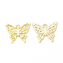 Light Gold Rack Plating Alloy Butterfly Open Back Bezel Pendants, For DIY UV Resin, Epoxy Resin, Pressed Flower Jewelry,  Cadmium Free & Nickel Free & Lead Free, Light Gold, 18.5x22x1.5mm, Hole: 1.8mm