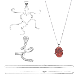 Платиновый & Цвет Нержавейки Наборы для изготовления ожерелий своими руками, включая латунные подвески с нерегулярными оправами из кабошонов и 304 ожерелья из нержавеющей стали, платины и нержавеющая сталь цвет, 33.5x31.5x1 мм