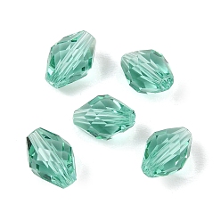 Turquoise K 9 perles de verre, verre imitation perles de cristal autrichien, losange, facette, turquoise, 11x7.5~8x7.5~8mm, Trou: 1.2~1.4mm