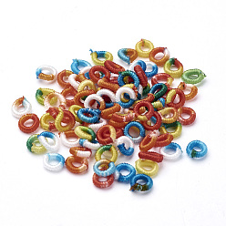 Разноцветный Полиэстер плетение бисер, кольцо, красочный, 6x2 мм, отверстия: 3 мм, около 200 шт / мешок