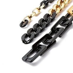 Gemischte Farbe Handgefertigte Panzerketten & Kabelketten, mit Acrylverbindungsringen und CCB-Link, Gemischte Farbe, 43x23x4.5 mm, 39.37 Zoll (1 m)/Strang, 3strand / set