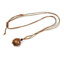 Тигровый глаз Регулируемые ожерелья с подвесками ручной работы из натурального тигрового глаза, 31.50 дюйм (80 см)