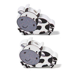 Gray Printed Schima Wood Beads, Cow, Spray Paint, Gray, 15x21x5.5mm, Hole: 2mm