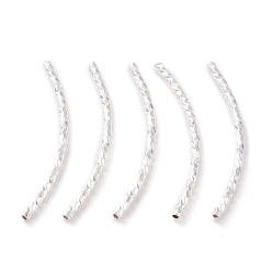 Посеребрённый Бисера латунной трубки, долговечный, изогнутые бусины, трубка, 925 серебро покрытием, 29.5x1.5 мм, отверстие : 0.8 мм