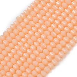 Легкий Лосось Непрозрачное стекло бисер нитей, рондель, граненые, желто-зеленый, 5x6x5 мм, отверстие : 1.2 мм, около 98 шт / нитка, 17.32'' (42-44 см)