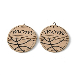 Basketball Poplar Wood Pendants, with Iron Jump Ring, Basketball, 39x2mm, Hole: 5mm