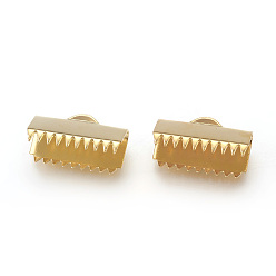 Doré  304 extrémités à sertir du ruban en acier inoxydable, rectangle, or, 9x15mm, Trou: 1x3mm