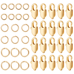 Настоящее золото 18K Карабин-лобстеры, латунные, с открытыми пружинными кольцами из нержавеющей стали 304, реальный 18 k позолоченный, 10.5x10x2.5 мм, отверстие : 0.8 мм