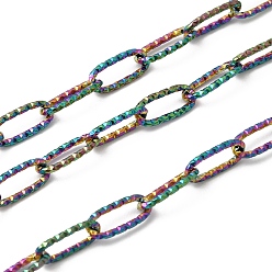 Rainbow Color 304 цепи скрепки текстурированные нержавеющая сталь, пайки, с катушкой, ионное покрытие (ip), Радуга цветов, 10x4x1 мм