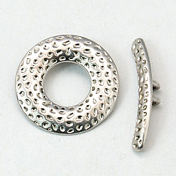 Античное Серебро Сплавочные застежка тоггл тибетского стиля, без свинца и без кадмия, пончик, античное серебро, 31 мм, отверстие : 1.5 мм
