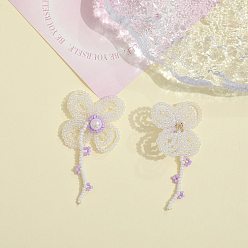 Средний Фиолетовый Подвески-цветы из бисера, подвески из бисера, средне фиолетовый, 50x33 мм