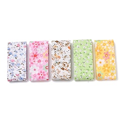 Mixed Color 12.5m 5 Colors Polyester Ribbons, Flower Pattern, for Garment Accessories, Mixed Color, 1-1/8 inch(29mm), 2.5m/color