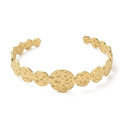 Настоящее золото 18K Ионное покрытие (ip) 304 круглые открытые браслеты-манжеты из нержавеющей стали, украшения для женщин, реальный 18 k позолоченный, внутренний диаметр: 2-1/4 дюйм (5.85 см)