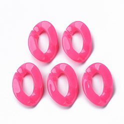 Hot Pink Opaque Acrylic Linking Rings, Fluorescence, Quick Link Connectors, for Curb Chains Making, Twist, Hot Pink, 30x20x6mm, Inner Diameter: 8x16mm