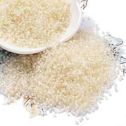 Лимонный шифон Прозрачные внутри цветные стеклянные бусины, цилиндр, лимонный шифон, 1.6x1.3 мм, отверстие : 0.8 мм, Около 60000 шт / фунт