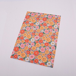 Orange Blumenmuster Kunstleder Stoff, für diy ohrringe machen, orange, 21x30 cm