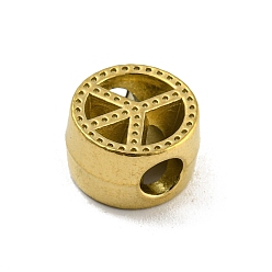 Golden 304 Stainless Steel Beads Rhinestone Settings, Flat Round with Peace Sign, Golden, 11x10.5x6.5mm, Hole: 3.9mm, Fit for 0.5mm Rhinestone