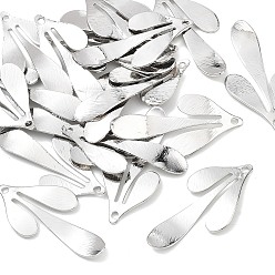 Платинированный Латунные подвески, лист прелести, без никеля , Реальная платина, 36x17.5x1 мм, отверстие : 1.6 мм