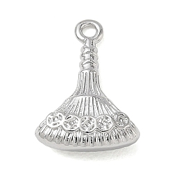 Platinum Brass Charms, Coin Scoop Charms, Platinum, 15x10.5x4mm, Hole: 1.2mm