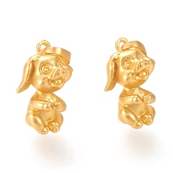 Свинья Подвески из экологически чистого сплава, без кадмия и без свинца, долговечный, китайские знаки зодиака, свинья, 20x14x11 мм, отверстие : 4.5x5.5 мм