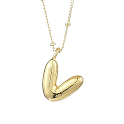 Letter V 1латунные подвески с буквами в виде букв, ожерелье из воздушных шаров и букв, реальный 18 k позолоченный, Буква V, 17.52 дюйм (44.5 см)