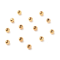 Real 18K Gold Plated Brass Spacer Beads, Long-Lasting Plated, Round, Real 18K Gold Plated, 4mm, Hole: 1mm
