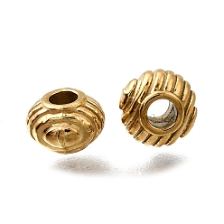 Настоящее золото 18K 304 из нержавеющей стали бусы, ионное покрытие (ip), рондель, реальный 18 k позолоченный, 6.5x4.5 мм, отверстие : 2 мм