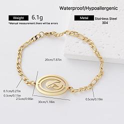 Virgin Religion 304 Stainless Steel Link Bracelets for Women, Golden, Virgin, 7.87 inch(20cm)