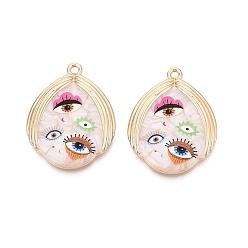 Разноцветный Печатные эмали подвески сплава, обереги в форме слезы и от сглаза, стойки покрытие, без кадмия и без свинца и без никеля, золотые, красочный, 32x24.5x3.5 мм, отверстие : 1.8 мм