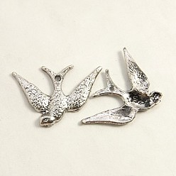 Античное Серебро Сплавочные подвески тибетского стиля, птица, античное серебро, без свинца и без кадмия, 25x17x2 мм, отверстие : 1 мм