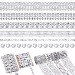 Clair Rouleau de ruban adhésif en résine strass strass, ruban de cristal strass, rouleau d'enveloppe de maille en plastique, ruban de dentelle en polyester à étoiles, clair, 38~56.5mm