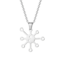 Couleur Acier Inoxydable Colliers pendentifs en acier inoxydable anti-ternissement, fleur, couleur inox, pas de taille