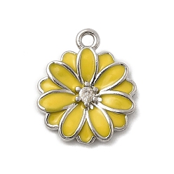 Золотистый Латунные микро проложить кубического циркония подвески, , с эмалью, без кадмия и без свинца, стойки покрытие, долговечный, платина, золотые, 12x10x2 мм, отверстие : 1 мм