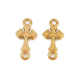 Real 18K Gold Plated 304 Stainless Steel Connector Charms, Cross Links, Ion Plating(IP), Long-Lasting Plated, Real 18K Gold Plated, 12x6x3mm, Hole: 1mm