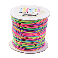 Colorful Elastic Cord, with Nylon Outside and Rubber Inside, Round, Colorful, 1mm, 109.36yards/roll(100m/roll)