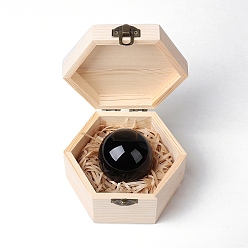 Обсидиан Украшения из круглого шара из натурального обсидиана с деревянной коробкой, фигурка для украшения дома, энергетический камень рейки для исцеления, 50 мм