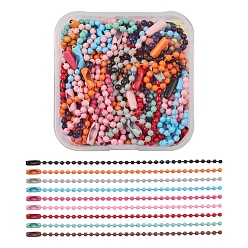 (52) Непрозрачная лаванда 50 железные шариковые цепи, окрашенные распылением, цепочки тегов, разноцветные, 11.7x0.25 см, 50 шт / коробка