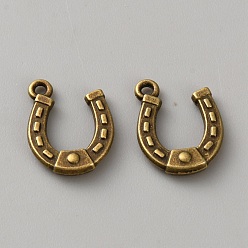 Античная Бронза Сплавочные подвески тибетского стиля, подкова очарование, античная бронза, 16x12x3 мм, отверстие : 1.4 мм