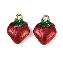 Темно-Красный Клубника 304 эмалированные подвески из нержавеющей стали, ионное покрытие (ip), фруктовые прелести, реальный 18 k позолоченный, темно-красный, 15x11x4.5 мм, отверстие : 1.6 мм