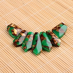 Зеленый Собранные крашеные синтетические подвески из имперской яшмы и бронзита, закончил вентилятор, граненые, зелёные, 20~45x15~26x6~7 мм, отверстие : 2 мм, 7 шт / комплект