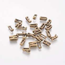 Antik Bronze Tibetische Stil antike Bronze überzogene Legierung Brief Diacharme, Antik Bronze, 10.5x2~8x4 mm, Bohrung: 2 mm