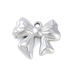 Платина Пластмассовые подвески ccb, бантом, платина, 35x39x10.5 мм, отверстие : 3.5 мм