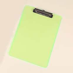 Green Yellow Transparent Plastic A4 Clipboards, with Metal Clips, for Office, Hospital, Rectangle, Green Yellow, 315x225x2mm