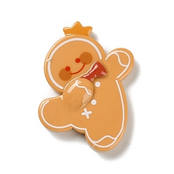 Gingerbread Man Кабошоны из непрозрачной смолы с рождественской тематикой, для изготовления ювелирных изделий, Колобок, 43x39x8 мм