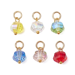 (52) Непрозрачная лаванда 304 Открытые соединительные кольца из нержавеющей стали и подвески из стеклянных бусин, разноцветные, 10.5~11x8 мм, отверстие : 3 мм, 6 шт / комплект