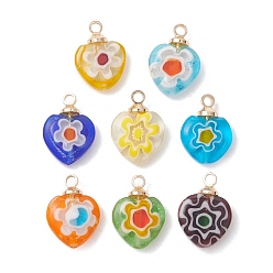 (52) Непрозрачная лаванда Бусины ручной работы подвески тысячецветник, сердце прелести, разноцветные, 14x10.5x4 мм, отверстие : 1.6 мм